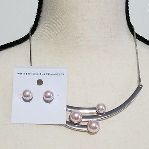 Blush Pearl & Silver Necklace and Earring Set